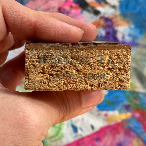 Vintage Hand Carved Speedball 2x3 Abstract Dots Curves Wood Block Printing Stamp - Picture 2 of 2